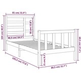  Za krevet od masivnog drva crni 75 x 190 cm 2FT6 mali | shoptok.hr