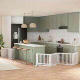 vidaXL Ograda za pse z vrati zložljiva 10 panelov bela 800 cm les | Shoptok.si