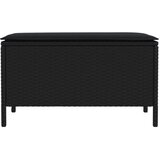  Vrtni otoman s jastukom Crna 80 x 38 x 45 cm PE ratan | shoptok.hr