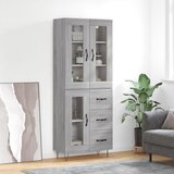 vidaXL Visoka komoda siva sonoma 69,5x34x180 cm inženirski les | Shoptok.si