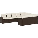 10-dijelni set vrtnih sofa od poliratana s jastucima smeđi | shoptok.hr