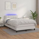 Maison Chic Box spring postelja - Vzmetna postelja z vzmetnico LED bela 120x200cm umetno usnje SL15449, (21895175) | Shoptok.si