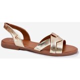EVENTO Flat Ladies Sandals Made Of Eco Leather Gold Illoria | Shoptok.si