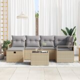  Set od 7 komada vrtnih kauča (vrtna garnitura) s jastučićima bež poli ratan | shoptok.hr