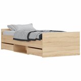  The Living Store Posteljni okvir z vzglavjem in vznožjem sonoma hrast 100x200 cm - Posteljni Okvir, (21453948) | Shoptok.si