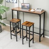  Komplet 2 barskih stolov z naslonom za noge, barski stoli do 150 kg, rustikalna rjava barva | Shoptok.si
