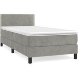 Box spring krevet s madracem svjetlosivi 90x190 cm baršunasti | shoptok.hr