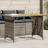 vidaXL Vrtna miza z leseno mizno ploščo siva 110x68x70 cm poli ratan | Shoptok.si