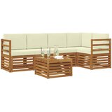  Sekcijska garnitura 6 pcs Prirodna i krem Čvrsto drvo akacije | shoptok.hr