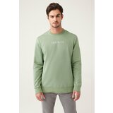 Avva Aqua Green Crew Neck Printed Cotton Regular Fit Sweatshirt. cene