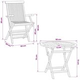  Set za vrt s 3 komada na preklapanje Prirodna Čvrsto teak drvo - Okruglo Dvosjed S naslonom za ruke | shoptok.hr