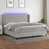  box spring s madracem LED svjetlosivi 200x200 cm tkanina | shoptok.hr