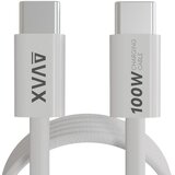 Avax Kabl CB610W Magnety / USB-C to USB-C / 100W / 1.5m braided / White Cene