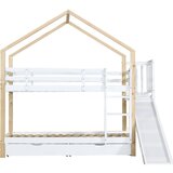 Lumor Dvoposteljna postelja z drsno lestvijo in predali - okvir iz masivnega lesa - 90x200 cm - bela, (22068495) u