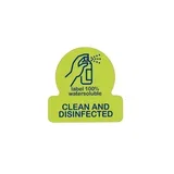 Zelena Nalepke Čisto in Razkuženo (500 kom) - Clean & Disinfected