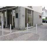  Zaporni stebrič iz nerjavnega jekla, z zaključno kapo, talna puša za pritrditev z vijaki, Ø 76 mm | Shoptok.si