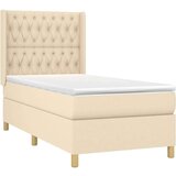  Krevet box spring s madracem LED krem 100x200 cm od tkanine | shoptok.hr