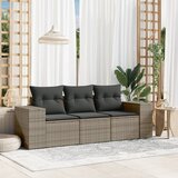 Maison Chic Seti vrtnega pohištva - Vrtna garnitura - Vrtni pohištvo set 3-delna z blazinami siv poli ratan, (21809781) | Shoptok.si
