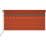  Ročno zložljiva tenda s senčilom LED 3x2,5 m oranžna in rjava | Shoptok.si