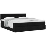 vidaXL Otomanski posteljni okvir z vzmetnico črn 180x200 cm blago | Shoptok.si