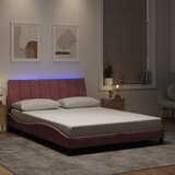  Okvir kreveta s LED-om bez madraca Hanko ružičasti 140 x 190 cm baršunasti | shoptok.hr