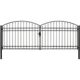 vidaXL Dvojna vrata za ograjo zaobljena jeklo 400x150 cm črna | Shoptok.si