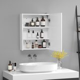 HOMCOM stenska omarica za kopalnico z enimi vrati, ogledalom in LED-lučmi | 2 notranji polici | MDF bela (60 x 50 x 15cm), (20745537) | Shoptok.si