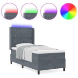 Box Spring Krevet s Madracem &amp LED Tamno Siva 90x190 cm Baršun | shoptok.hr