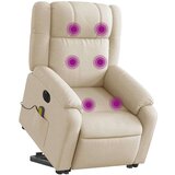 vidaXL Električni masažni naslanjač s funkcijo vstajanja krem, (20920038) | Shoptok.si
