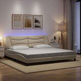  Okvir kreveta s LED svjetlima krem 200 x 200 cm od tkanine | shoptok.hr