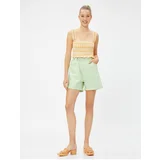 Koton High Waist Shorts With Elastic Waist, Folded Detail Cotton.