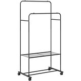 Stalak za odjeću s policom s kotačem Crna 80 x 53 x 156 cm | shoptok.hr