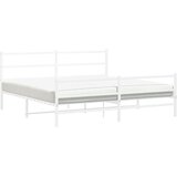 vidaXL Kovinski posteljni okvir z vzglavjem in vznožjem bel 193x203 cm, (21007075) | Shoptok.si