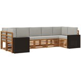  Sekcijska garnitura 7 pcs Prirodna i svjetlosiva Poliester | shoptok.hr