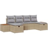  6 dijelni dnevni boravak s jastučićima bež poli ratan | shoptok.hr