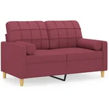 Maison Chic kavč - Sofa - Kanape dvosed z blazinami vinsko rdeč 120 cm blago, (21727975)