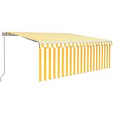 vidaXL Tenda na ručno uvlačenje s roletom 4 x 3 m žuto-bijela | shoptok.hr