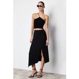 Trendyol Black Asymmetric Cut Out and Slit Detail Skirt cene