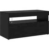 TV Kabinets 2 kom s LED Rasvjetom Crni Hrast Konstruirano Drvo Stalak s LED Rasvjetom - Crni Hrast - 75x35x40 cm - Napravlje | shoptok.hr