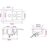  Kuhinjski sudoper s dva korita Granit 80 x 50 x 30,5 cm | shoptok.hr