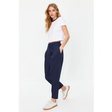 Trendyol Navy Blue Cotton Carrot Pattern Stripe Detailed Woven Trousers Cijene
