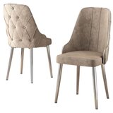 Hanah home set trpezarijskih stolica Krax 8 kom, kapućino tkanina Babyface, hromirane metalne noge | Eponuda.com