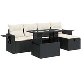 Maison Chic Seti vrtnega pohištva - Vrtna garnitura - Vrtni pohištvo set 6-delna z blazinami črna poli ratan, (21807755) | Shoptok.si