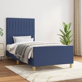 Maison Chic Posteljni okvir - Enojna postelja - Postelja za odrasle brez vzmetnice Modra 90x200 cm Tkanina-J7419, (21766125) | Shoptok.si