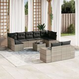 vidaXL 10-dijelni set vrtnih sofa poliratan s jastucima svijetlosivi | shoptok.hr