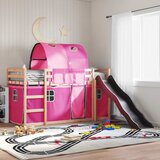 Krevet na kat s toboganom i zavjesama ružičasti 80 x 200 cm | Eponuda.com