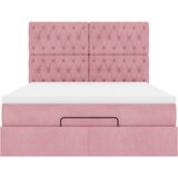  Otomanski krevet s madracem&LED ružičasti 140x190 cm baršunasti | shoptok.hr
