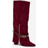 Boto Women's Slip-On Boots with Block Heel and Decorative Strap Bordeaux Jolivine | shoptok.hr