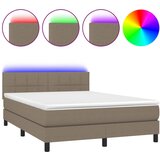 vidaXL Box spring postelja z vzmetnico LED taupe 140x200 cm blago, (20901788) Cene