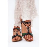 ARTIKER Flat Women's Sandals With Woven Strap And Decoration Black | Shoptok.si